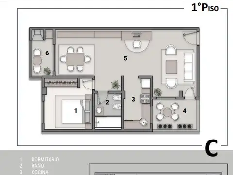 Departamento 3 ambientes con 2 baños