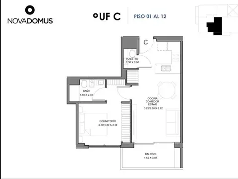 Departamento en Venta de 1 dormitorio