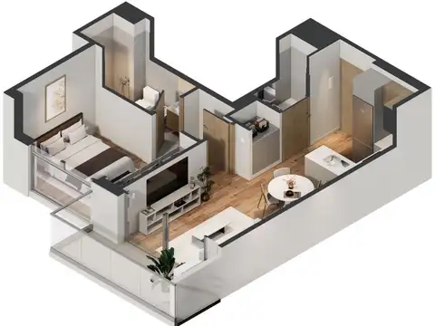 2 ambientes luminoso en piso alto en Boedo - En construcción