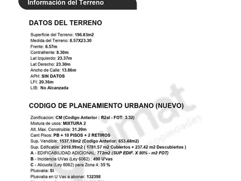 Terreno en Venta de 196,0 m2