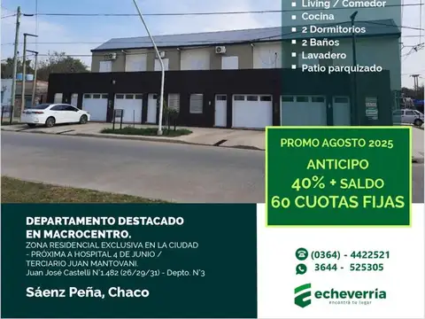 DEPARTAMENTO 2 DOR.C/DEP - ZONA CENTRO, PRESIDENTE ROQUE SÁENZ PEÑA