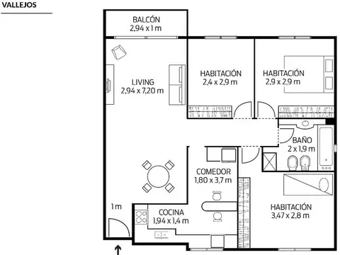 Departamento en Venta con 1 cocheras