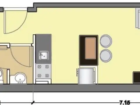 Departamento Monoambiente con 1 baño