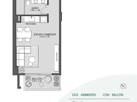 Departamento en Venta de 1 dormitorio