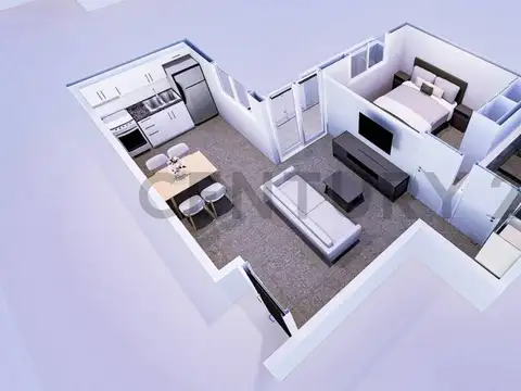Departamento 2 ambientes con 1 baño