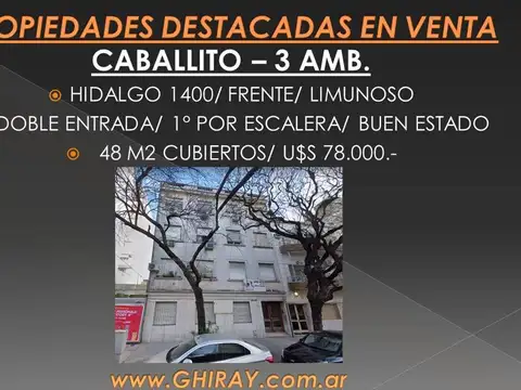 Venta 3amb Fte Ph Excel Escalera Hidalgo 1430 , Piso 1