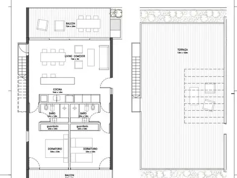 Departamento 3 ambientes con 2 baños