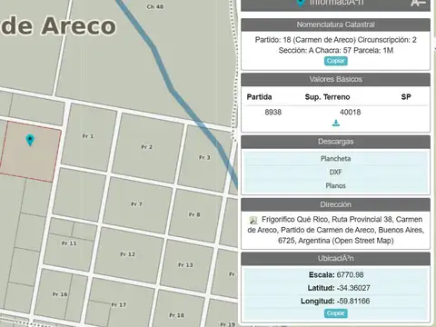 Terreno en Venta en Carmen de Areco, USD 104.000