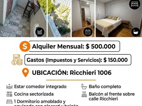 Excelente Departamento 1 Dormitorio Amoblado
