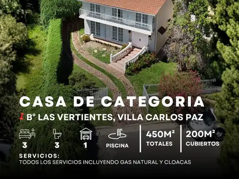 Venta Chalet De 3 Dormitorios Y Piscina A 5 Minutos Del Centro En Las Vertientes - Villa Carlos Paz
