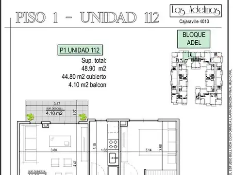 Departamento en Venta de 1 dormitorio