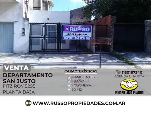 Venta Departamento 2 Ambientes San Justo