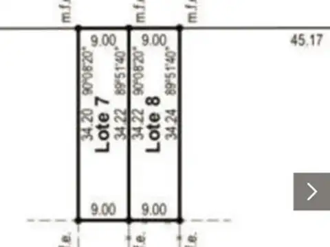 Terreno en Venta 9  mts Fondo