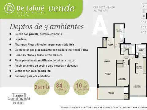 Departamento 3 ambientes con 2 baños