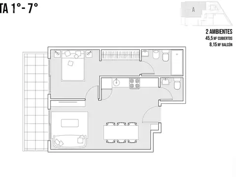 Venta 2 ambientes en Chacarita