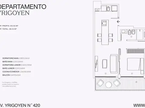 Departamento en Venta de 2 dormitorios