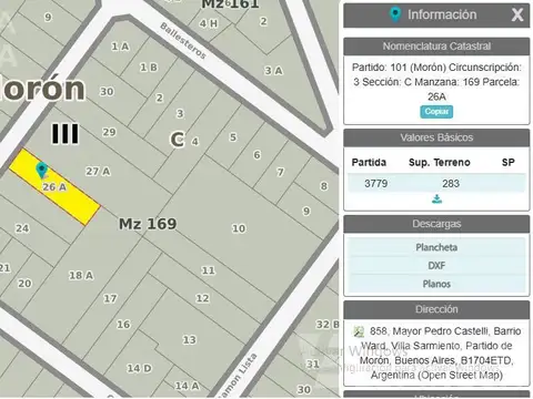 Terreno en Venta en Villa Sarmiento, USD 130.000