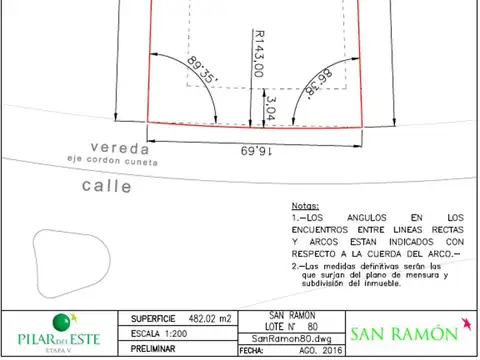 VENTA DE LOTE - PILAR DEL ESTE  - B° SAN RAMON