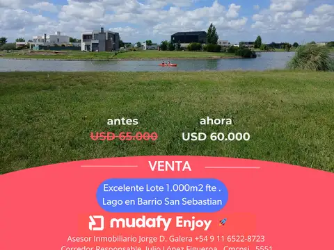 Terreno Central de 1000 m² con acceso a la Laguna – Barrio San Sebastián – Área 9 Lote 252 .