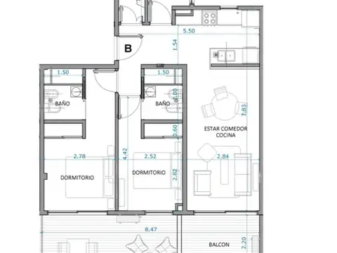 Departamento en Venta de 1 dormitorio