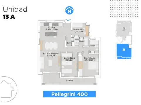 Departamento 5 ambientes con 2 baños