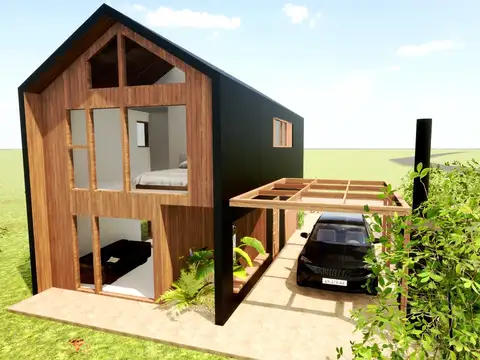 Casas "A Estrenar" de tres ambientes (en dos plantas), con cochera y jardín libre.