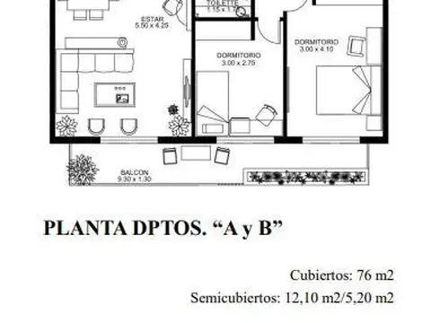 Departamento en Venta de 2 dormitorios