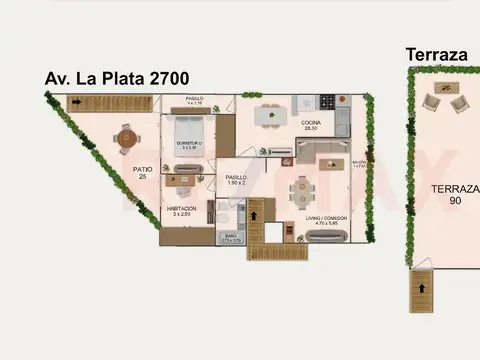 PH 3 AMB  ENTRADA INDEP, BALCON PATIO Y TERRAZA