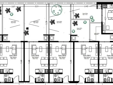 DEPARTAMENTO MONOAMBIENTE AL FRENTE, PLANTA BAJA  DTO B, CON PATIO Y COCHERA, BANFIELD.