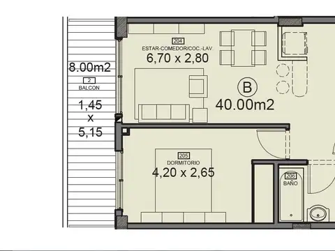 Departamento en Venta de 2 ambientes