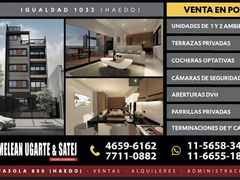 DEPARTAMENTOS EN POZO - MONO AMBIENTE Y DOS AMBIENTES - COCHERAS -