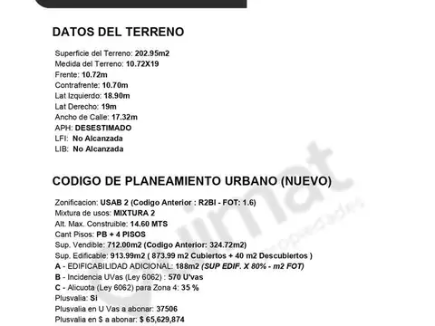 Terreno en Venta de 202,0 m2