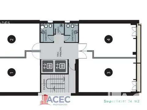 Oficina en Venta en Centro, USD 164.000