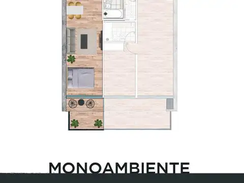 Departamento Monoambiente con 1 baño