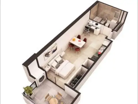 Departamento Monoambiente con 1 baño