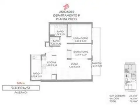 Departamento en Venta en Palermo Soho, USD 244.999