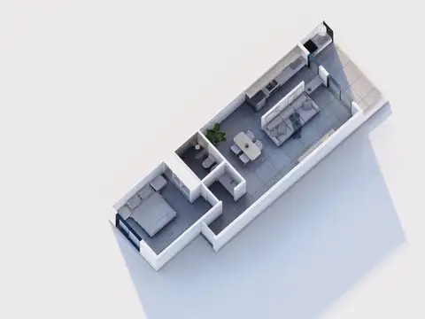 Departamento 2 ambientes con 1 baño