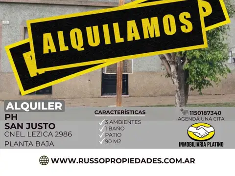 Alquiler PH al frente 3 ambientes