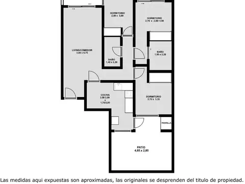 Departamento 4 ambientes con 2 baños