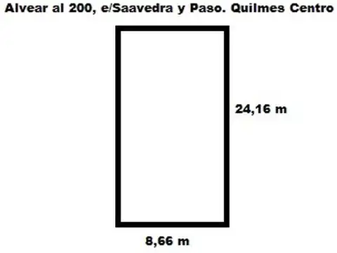 Lote de terreno de 8.66 x 24.16 m - Alvear al 200 e/Paso y Saavedra, Quilmes Centro