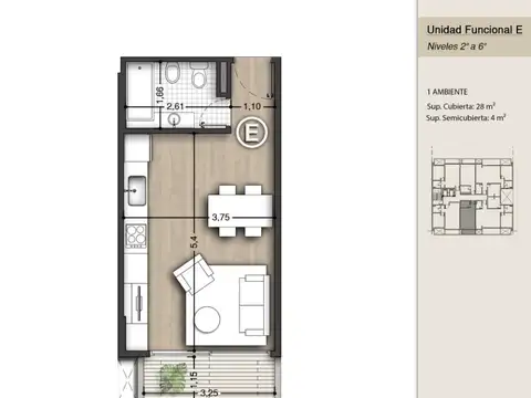 Departamento en Venta de Monoambiente