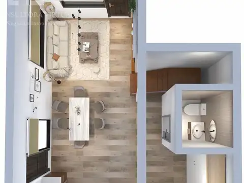 Depto Tipo Casa 3 ambientes con 1 baño