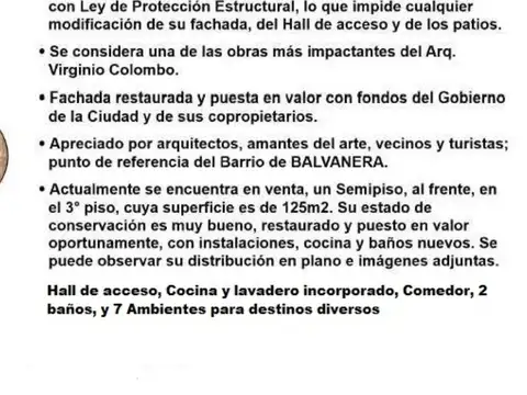 Minuto vende: Semipiso de categoria de 125m2 (remodelado) La Casa de Los Pavos Reales - Arq. Virginio Colombo