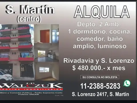 Departamento 2 ambientes en Gral. San Martin