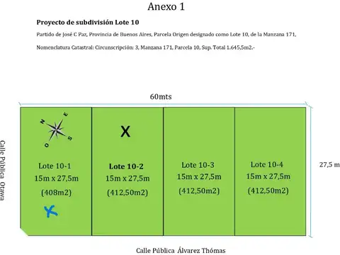 Terreno en Venta 15  mts Frente