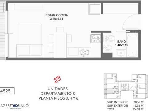 Departamento de 1 ambiente en Venta en Almagro