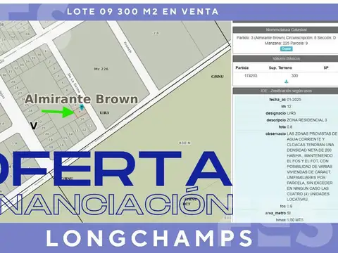 Terreno en Venta en Longchamps, USD 15.350