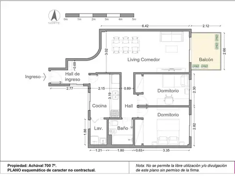 Departamento 3 ambientes con 1 baño