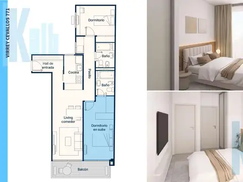 Departamento 3 ambientes con 2 baños