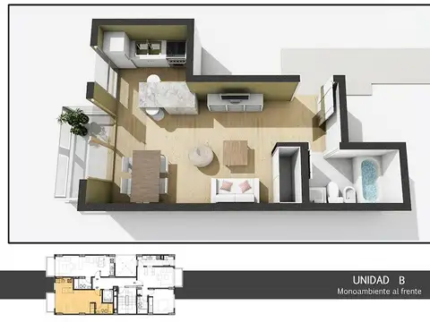 Departamento Monoambiente con 1 baño